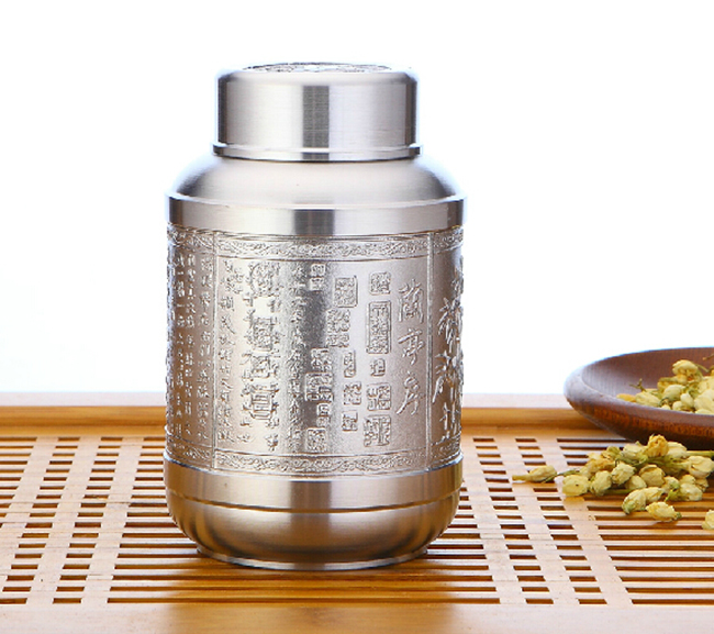 马来西亚工艺品锡器代表：制作精良的纯锡小号茶叶罐